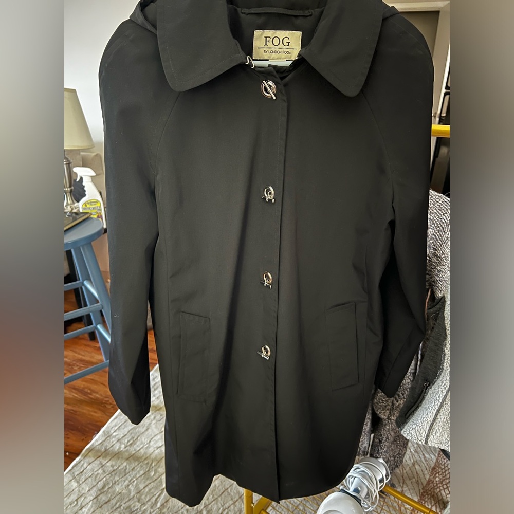Fog by London Fog large black hooded raincoat